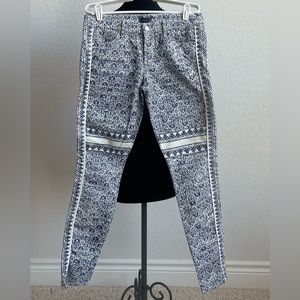 Mother RARE Colorblock Looker Shag Floral Print Blue White Skinny Jeans‎ Size 28